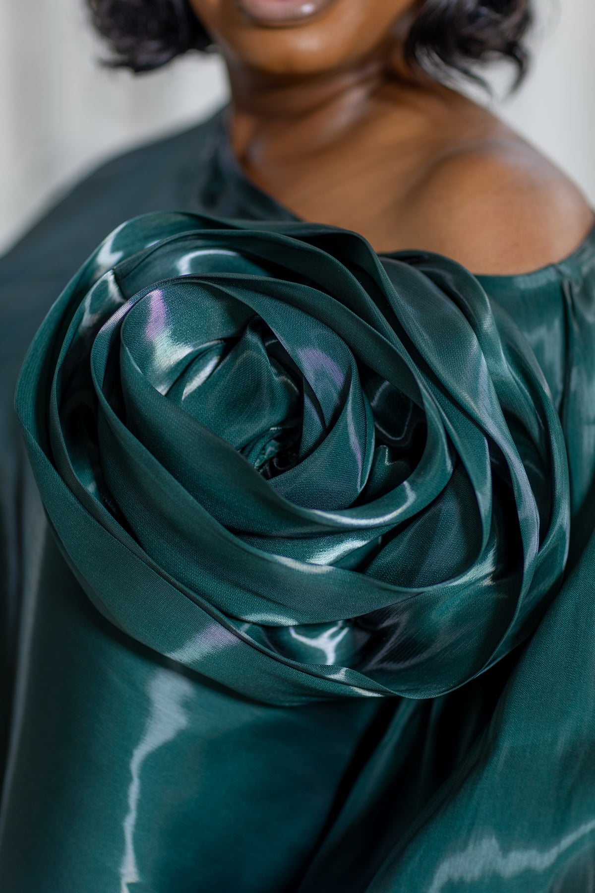green maxi dress assymetric